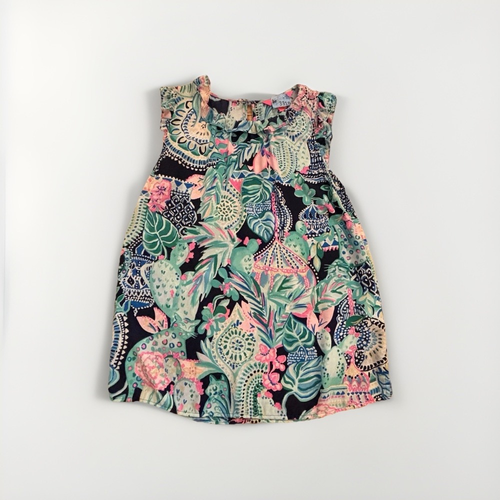 LILLY PULITZER Talisa Ruffle Top Blouse Cactus Botanical Keyhole Women XXS